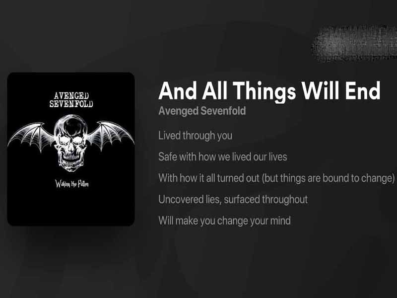 آهنگ انگلیسی And All Things Will End از AVENGED SEVENFOLD به همراه متن و ترجمه مجزا